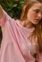 Bisiklet Yaka Oversize Basic Tişört Pembe - 3