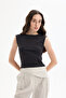 Backless Basic Blouse Black
