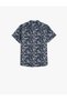 Short Sleeve Shirt with Palm Tree Print - 2