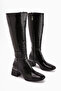 Miami Black Wrinkled Patent Leather Blunt Toe Women's Boots - 2