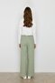 Elastic Waist Wide Leg Canvas Denim Trousers Green - 4