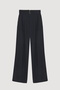 Double Belted High Waist Loose Trousers Navy Blue - 2
