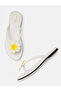 BALI White Summer Flats for Women - Memory Foam & Floral Embellishment
