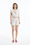 Large Pocket Striped Sleeveless Linen Shirt Natural - 3