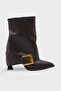 Women's Pointed Toe Belt Buckled Heeled Casual Boots Hatiy Brown - 4