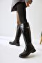 Kanako Black Patent Leather Accessory Zippered Short Heeled Women's Boots - 5