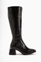 Miami Black Wrinkled Patent Leather Blunt Toe Women's Boots