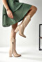 Keri Beige Croco Asymmetrical Cut Heeled Short Women's Boots - 7