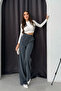 Women's Lycra Velcro Closure Palazzo Trousers 1077 Smoked - 6