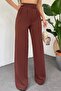 Women's Lycra Velcro Closure Palazzo Trousers 1077 Brown - 3