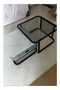 Set of 2 Marble and Glass Coffee Tables with Metal Frame Square Coffee Tables - 3