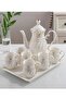 Large White Porcelain Teapot 1350ml with 6 Coffee Cups