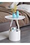 1-Piece Multifunction Round Edge Table Sofa Side End Table Coffee Table Nightstand with Storage Buck - 2