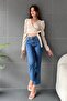 Women's Double Breasted Collar Long Sleeve Crop Blouse with Tie Detail Beige - 3