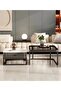 Set of 2 Marble and Glass Coffee Tables with Metal Frame Square Coffee Tables - 5