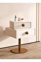 Multipurpose Use Modern Minimalist Design Solid Wood Bedside Table with Microfiber Leather Wrapped T - 2