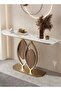 Modern Design Rustproof Rock Slab Console Table White Curved Shape Tabletop Sintered Stone Entryway