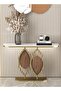 Modern Design Rustproof Rock Slab Console Table White Curved Shape Tabletop Sintered Stone Entryway - 3