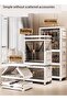 4-Tier Collapsible Stackable Plastic Storage Box with Wheels Foldable Double Door Closet Organizers - 4