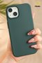 iPhone 13/14/15 Case Soft Touch Velvet Inside Soft Silicone Dark Green Launch Camera Protected - 4