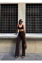 Women's High Waist Palazzo Pants Denim Fabric