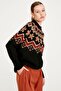 ROBASI PATTERNED DETAILED EMBROIDERED TRICOT TUNIC BLACK