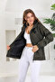 Women's Khaki Lined Windproof Hooded Pocket Raincoat - 4
