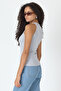 Ribbed Regular Fit Normal Fit Gray Crew Neck Zero Sleeve Cotton Women's Tank Top - 5