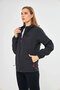 Women's Black Lined Windproof Hooded Pocket Raincoat - 2