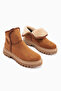 Aniitta Brown Suede Shearling Short Women's Boots, Women's Bootie - 3