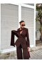 Women's Modern Design Shawl Detailed Pants Jacket Set - 4