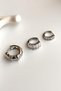 Women's Silver Color Baguette Stone 3-Piece Hoop Steel Earring Set – Tarnish-Free Stainless - 4