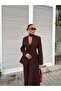 Women's Modern Design Shawl Detailed Pants Jacket Set - 3