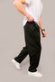 Men's Black Baggy Style Pique Fabric Loose Leg Sweatpants with Pocket Detail