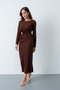 Women's Brown Accessory Detailed Event Dress - 3