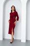 Women's Burgundy Button Detail Midi Event Dress - 2