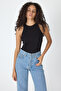 Ribbed Regular Fit Normal Fit Black Crew Neck Zero Sleeve Cotton Women's Tank Top - 4