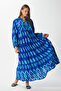 Modest Women's Megan 100% Viscose Maxi Length Blue Layered Balloon Sleeve Long Summer Dress - 6