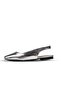Ally Silver Color Open Back Women's Flat Ballerina Shoes - 7
