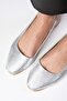 Ally Silver Color Snakeskin Patterned Blunt Toe Open Back Women's Ballerina Shoes - 2