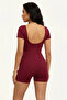 Backless Short Sleeve Gathering Sports Jumpsuit - 2