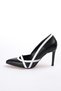 Lucy Black Color White Piping Women's Heeled Shoes - 8