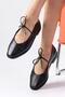 Elaine Black Color Lace-Up Women's Ballerina Shoes
