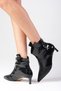 Coralie Black Color Zippered, Thin Faux Fur Lined, Short Heeled Women's Boots - 9