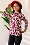Regular Women's Burgundy Cream Geometric Patterned Long Sleeve Shirt Tunic - 2
