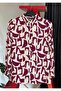 Regular Women's Burgundy Cream Geometric Patterned Long Sleeve Shirt Tunic - 7