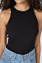 Ribbed Regular Fit Normal Fit Black-White Crew Neck Zero Sleeve Cotton 2-Piece Women's Tank Top - 6