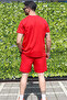 Men's Red Set of 2 Relaxed Fit 100% Cotton Breathable Lycra Fabric Summer Tracksuit Complete - 3