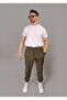 Men's Khaki Baggy Style Parachute Fabric Elasticated Leg Sweatpants - 3