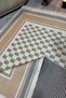 Black White and Beige Tones Square Pattern Rug Ethnic Bohemian Style Washable Cotton Base Rug - 8